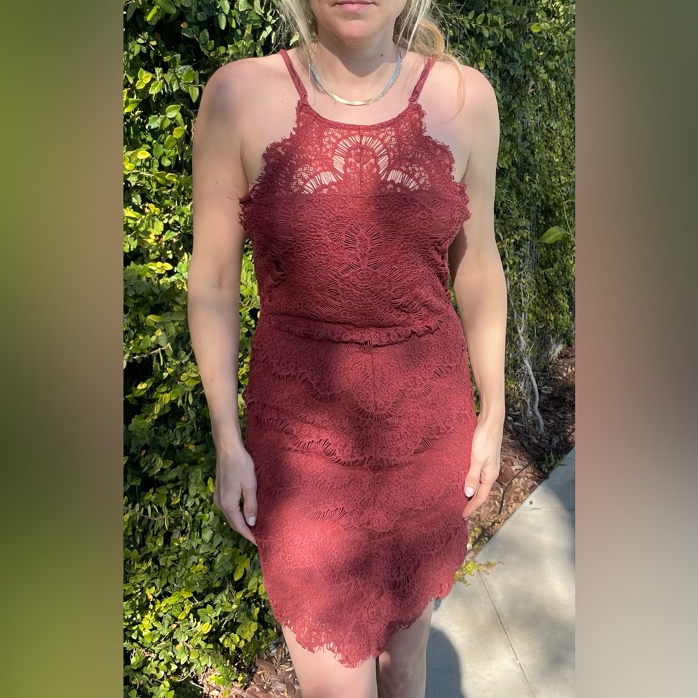 Dusty wine color crochet dress Intimately by Free People  size small